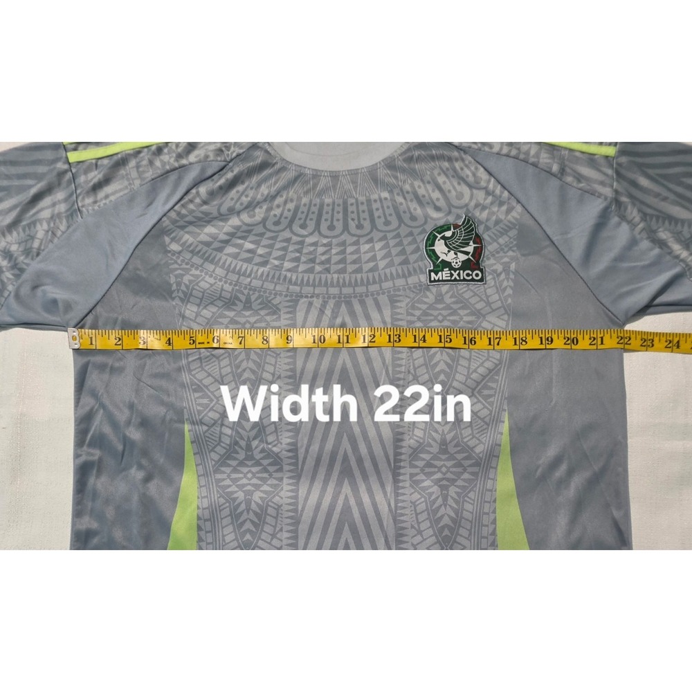Mexico Futbol Soccer Jersey, Gray and Neon Aztec Print, Size L. Lada - Picture 6 of 7